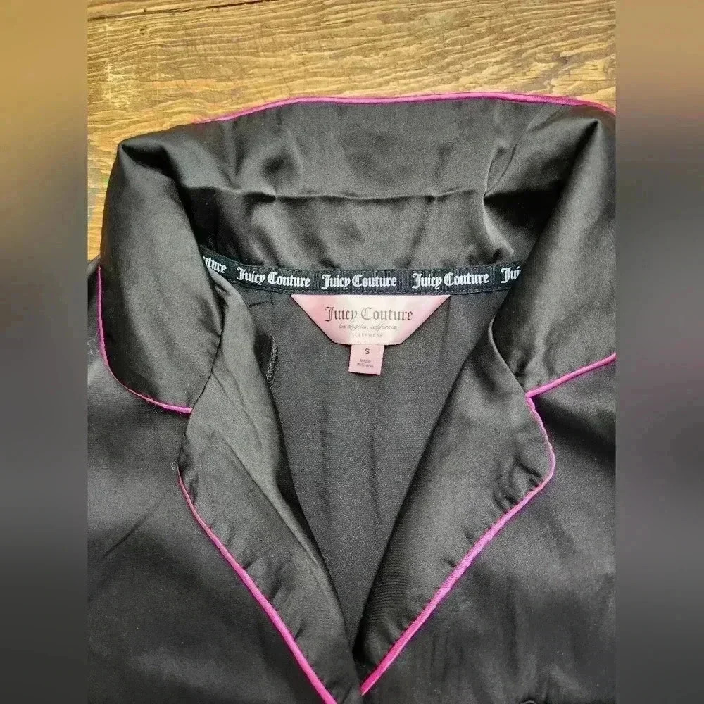 Juicy Couture Collared Slip Dress Pajamas in Black Size S - Picture 5 of 14